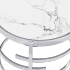 Round End Table with Sintered Stone Top and Metal Frame