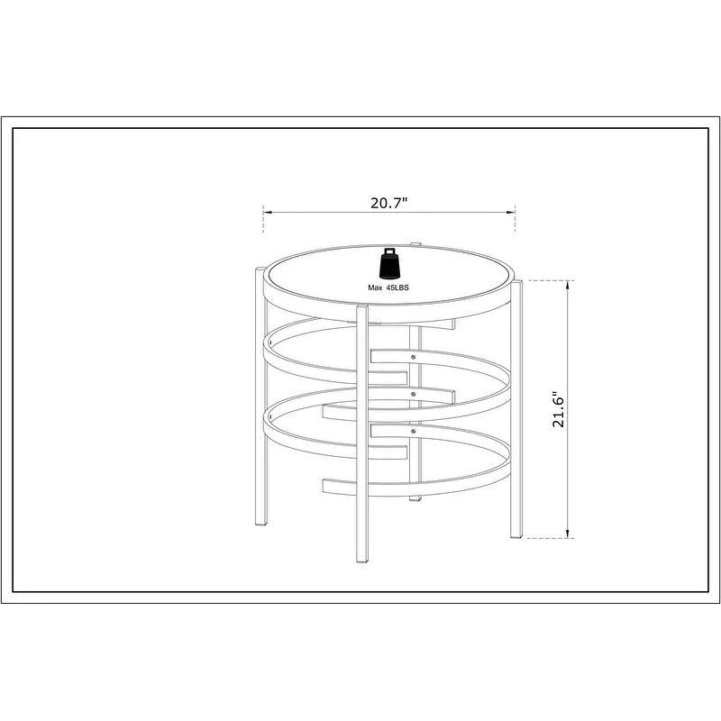 Round End Table with Sintered Stone Top and Metal Frame