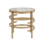 Round End Table with Sintered Stone Top and Metal Frame
