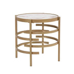Round End Table with Sintered Stone Top and Metal Frame