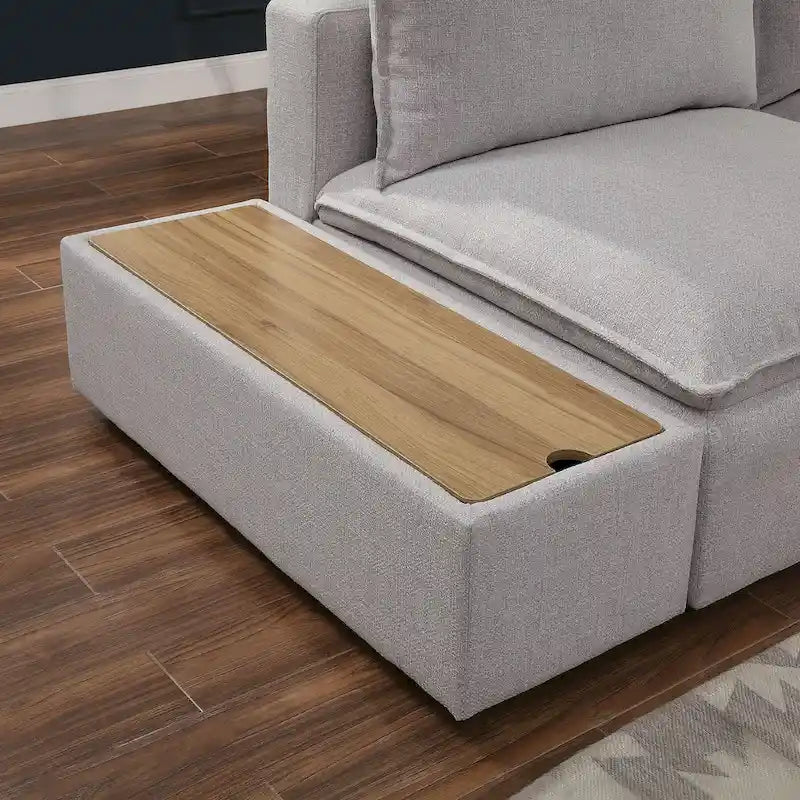 Contemporary Light Grey 43-Inch Fabric Upholstered Storage Console