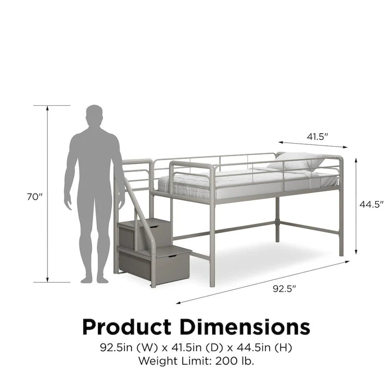 Junior Twin Loft Bed with Storage Steps