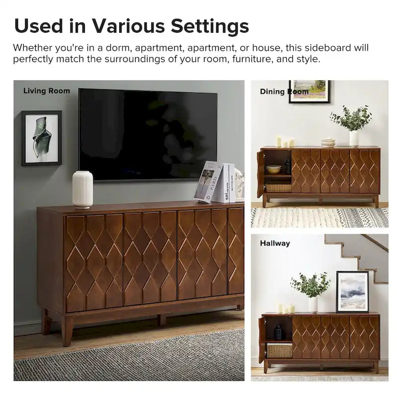 60 Mid-Century Modern Sideboard with Adjustable Shelves