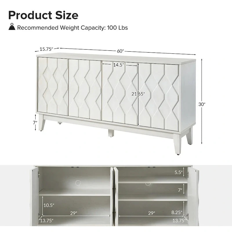 60 Mid-Century Modern Sideboard with Adjustable Shelves