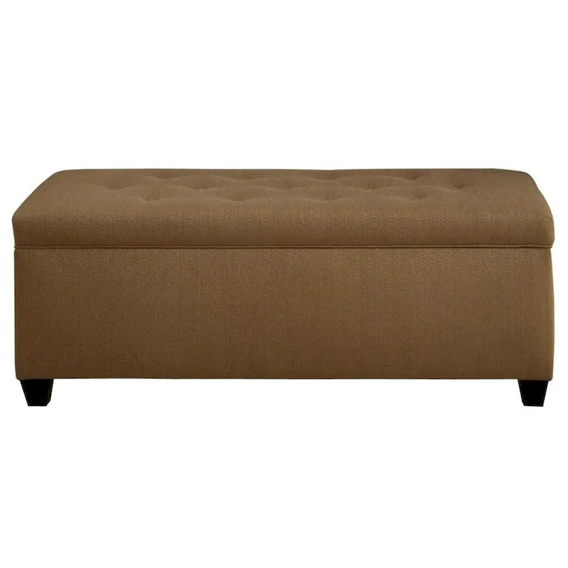 Button-Tufted Shoe Storage Bench with Upholstered Seat