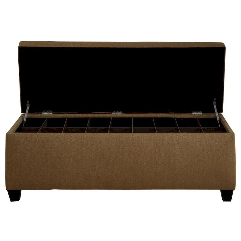 Button-Tufted Shoe Storage Bench with Upholstered Seat