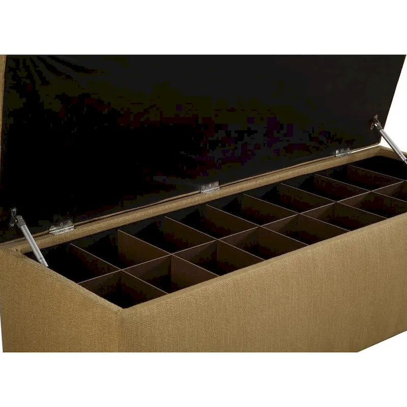 Button-Tufted Shoe Storage Bench with Upholstered Seat