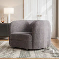 Charcoal Grey / Black / Off-White Boucle Accent Chair, Tuxedo Style, Curved Arms, Single Seat