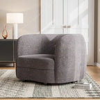 Charcoal Grey / Black / Off-White Boucle Accent Chair, Tuxedo Style, Curved Arms, Single Seat