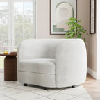 Charcoal Grey / Black / Off-White Boucle Accent Chair, Tuxedo Style, Curved Arms, Single Seat