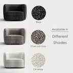 Charcoal Grey / Black / Off-White Boucle Accent Chair, Tuxedo Style, Curved Arms, Single Seat