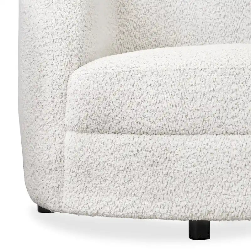 Charcoal Grey / Black / Off-White Boucle Accent Chair, Tuxedo Style, Curved Arms, Single Seat