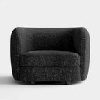 Charcoal Grey / Black / Off-White Boucle Accent Chair, Tuxedo Style, Curved Arms, Single Seat