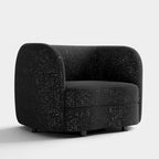Charcoal Grey / Black / Off-White Boucle Accent Chair, Tuxedo Style, Curved Arms, Single Seat