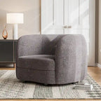 Charcoal Grey / Black / Off-White Boucle Accent Chair, Tuxedo Style, Curved Arms, Single Seat