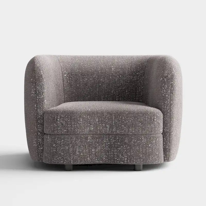 Charcoal Grey / Black / Off-White Boucle Accent Chair, Tuxedo Style, Curved Arms, Single Seat