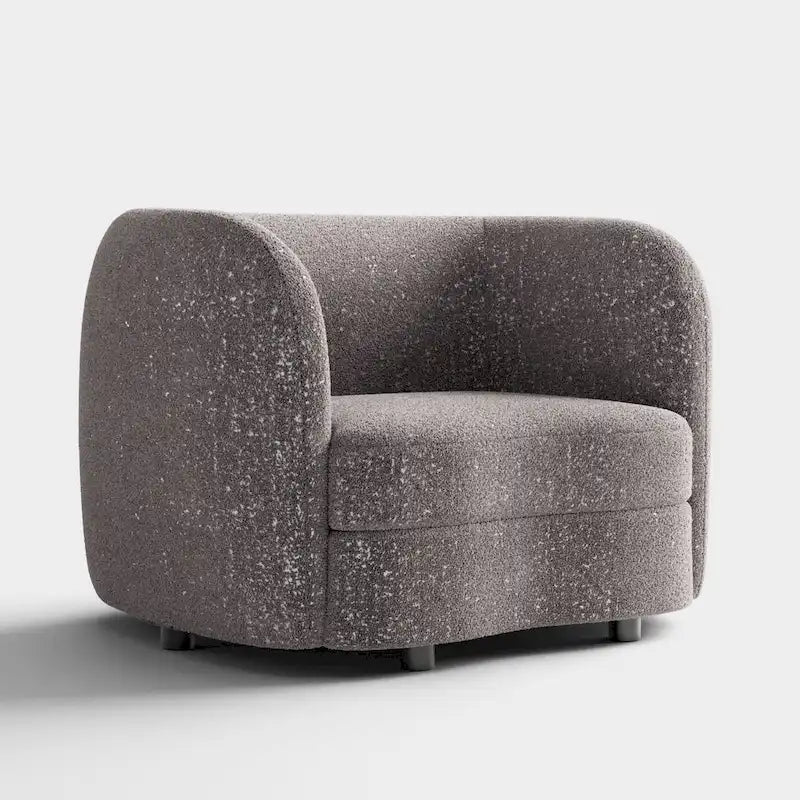 Charcoal Grey / Black / Off-White Boucle Accent Chair, Tuxedo Style, Curved Arms, Single Seat