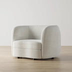 Charcoal Grey / Black / Off-White Boucle Accent Chair, Tuxedo Style, Curved Arms, Single Seat