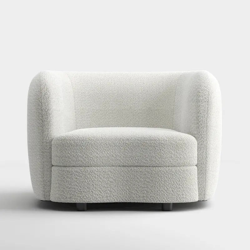 Charcoal Grey / Black / Off-White Boucle Accent Chair, Tuxedo Style, Curved Arms, Single Seat