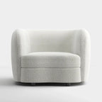 Charcoal Grey / Black / Off-White Boucle Accent Chair, Tuxedo Style, Curved Arms, Single Seat