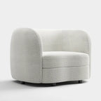 Charcoal Grey / Black / Off-White Boucle Accent Chair, Tuxedo Style, Curved Arms, Single Seat