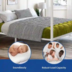 King Size White Metal Canopy Platform Bed Frame