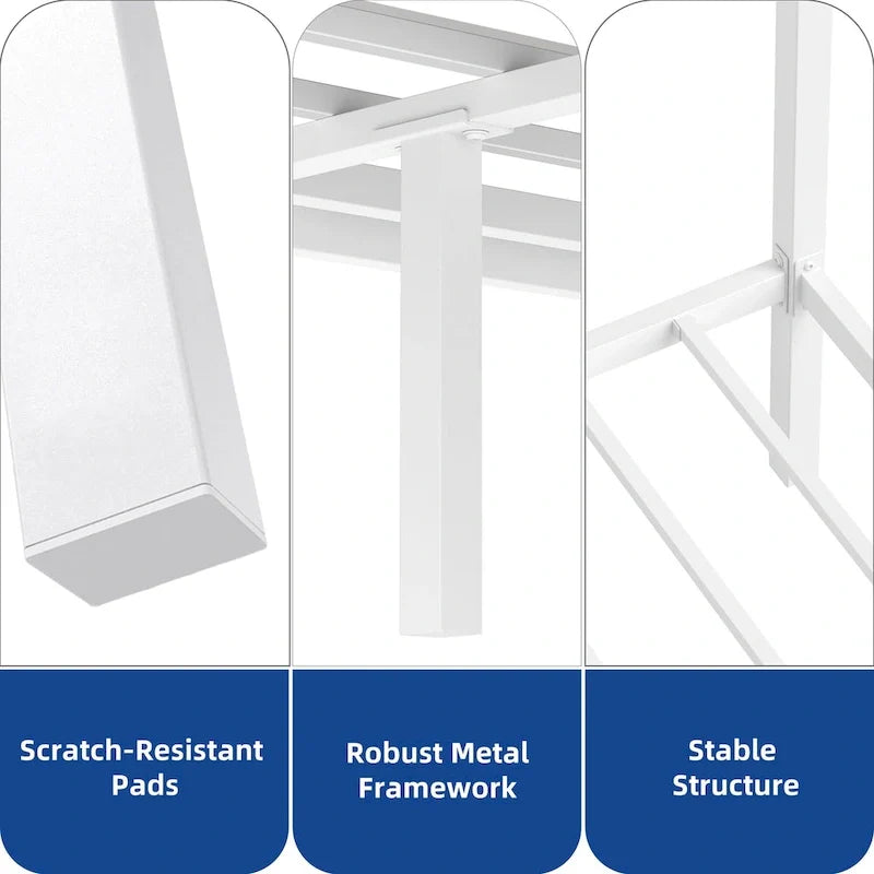 King Size White Metal Canopy Platform Bed Frame