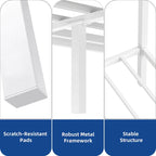King Size White Metal Canopy Platform Bed Frame