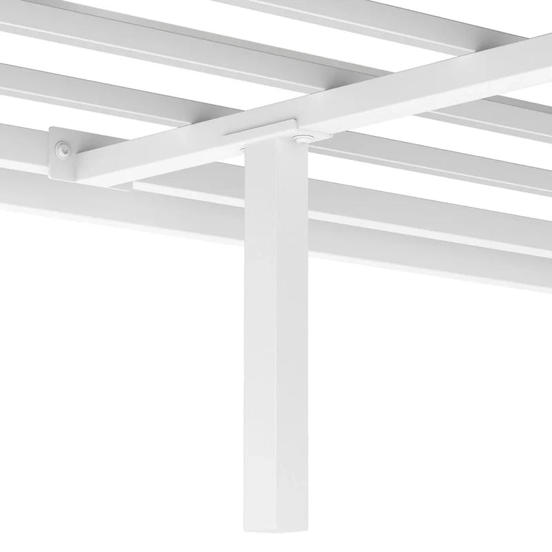 King Size White Metal Canopy Platform Bed Frame