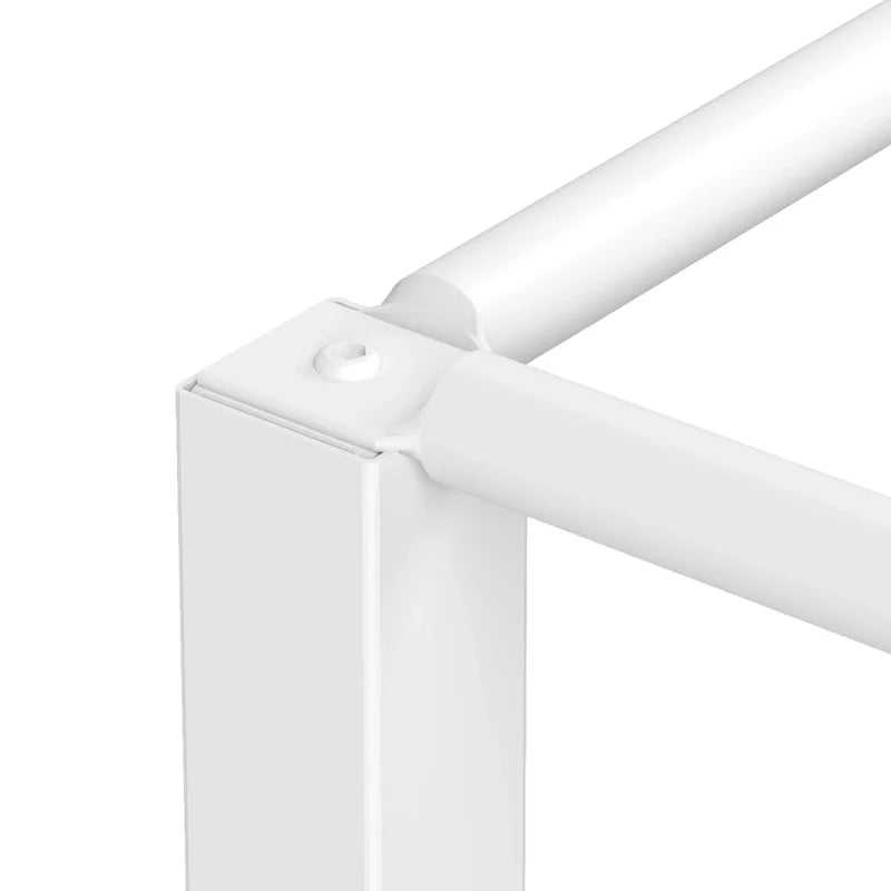 King Size White Metal Canopy Platform Bed Frame