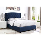 Wingback Tufted Upholstered Bed with Nailhead Trim