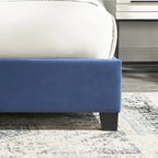 Wingback Tufted Upholstered Bed with Nailhead Trim