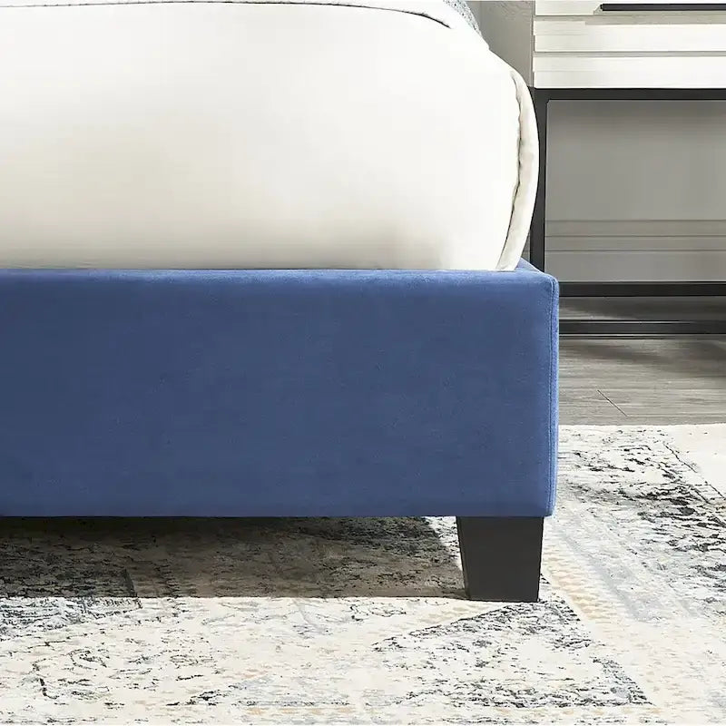 Wingback Tufted Upholstered Bed with Nailhead Trim