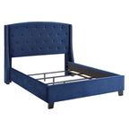 Wingback Tufted Upholstered Bed with Nailhead Trim