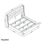 Wingback Tufted Upholstered Bed with Nailhead Trim