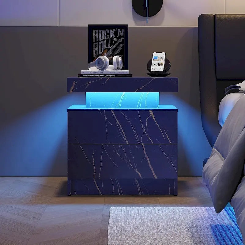 2-Drawer Nightstand with LED Lights