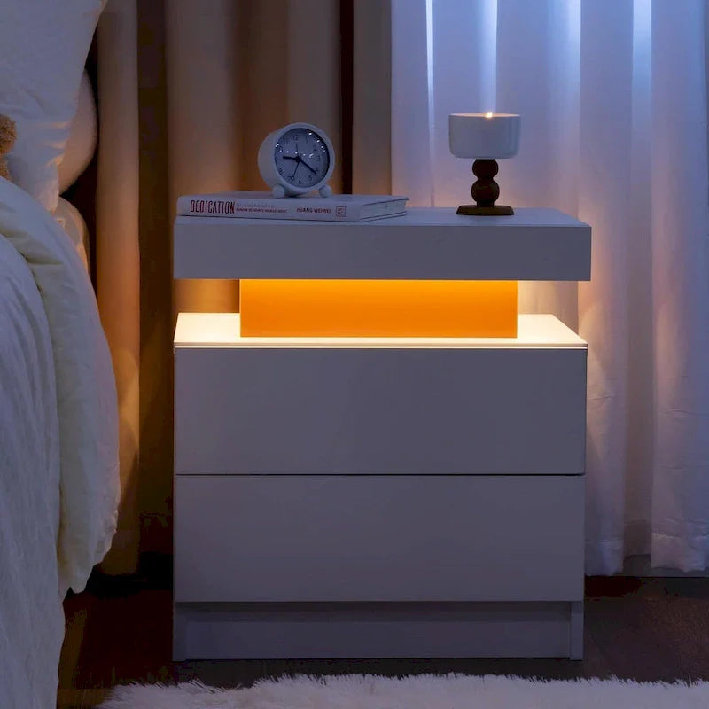 2-Drawer Nightstand with LED Lights