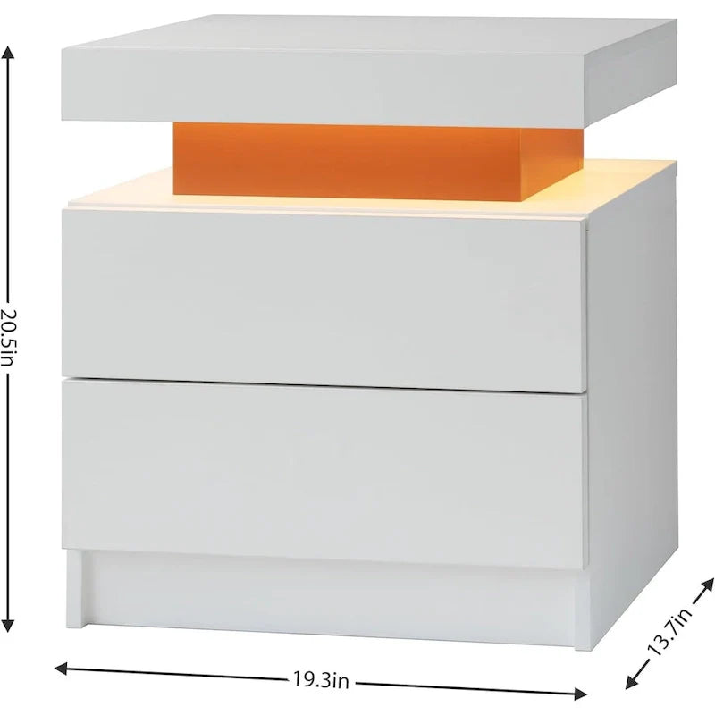 2-Drawer Nightstand with LED Lights