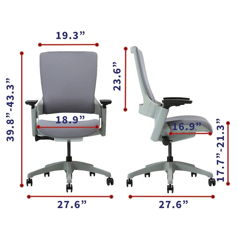 Ergonomic Height Adjustable Office Desk Chair – Grey Fabric