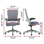 Ergonomic Height Adjustable Office Desk Chair – Grey Fabric