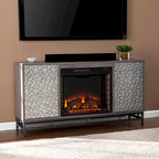 Contemporary Gray Wood Electric Fireplace TV Stand