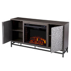 Contemporary Gray Wood Electric Fireplace TV Stand