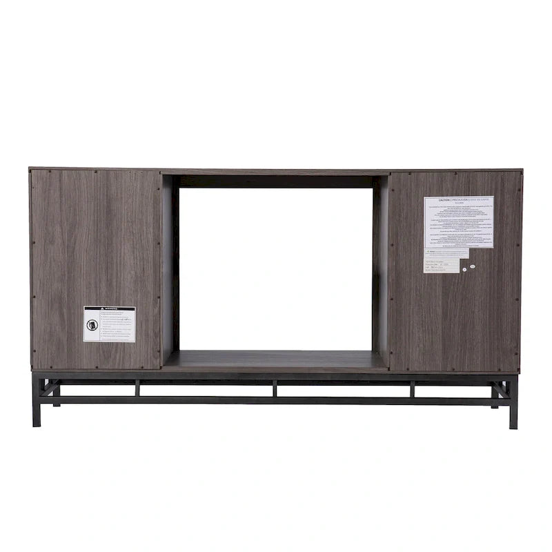 Contemporary Gray Wood Electric Fireplace TV Stand