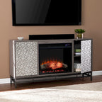 Contemporary Gray Wood Electric Fireplace TV Stand