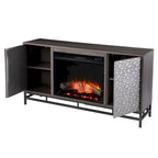 Contemporary Gray Wood Electric Fireplace TV Stand