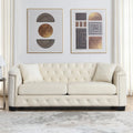 77-Inch Tufted Velvet Sofa, 3-Seater with Nailhead Arms and 2 Cushions