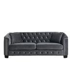 77-Inch Tufted Velvet Sofa, 3-Seater with Nailhead Arms and 2 Cushions