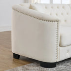 77-Inch Tufted Velvet Sofa, 3-Seater with Nailhead Arms and 2 Cushions