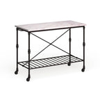 Black Faux Marble Rolling Kitchen Island