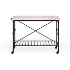 Black Faux Marble Rolling Kitchen Island